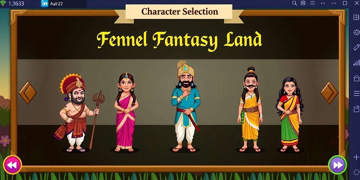 Fennel Fantasy Land - Character Selection Screen Fennel Fantasy Land gameplay showing character selection screen with various Indian-inspired avatars in traditional attire